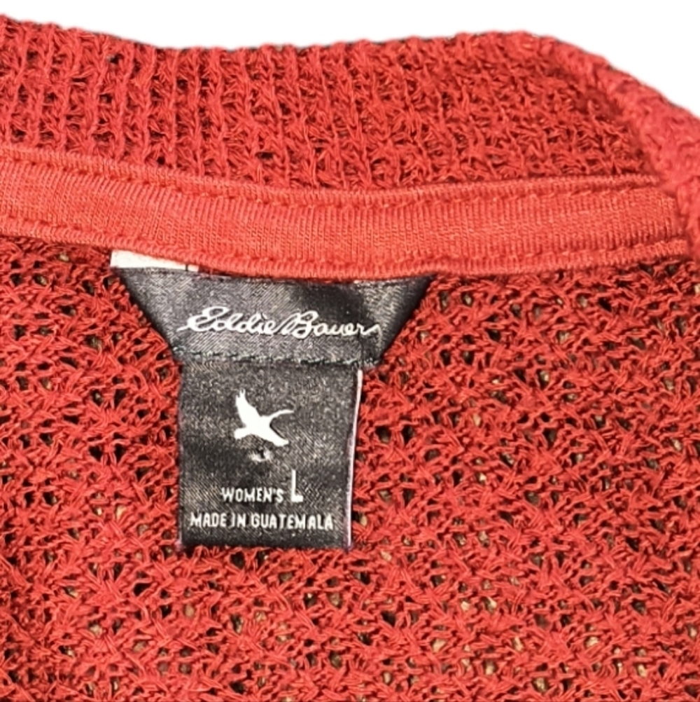 Eddie Bauer Rust Colored Open Front Waterfall Cardigan Size L - Picture 6 of 7